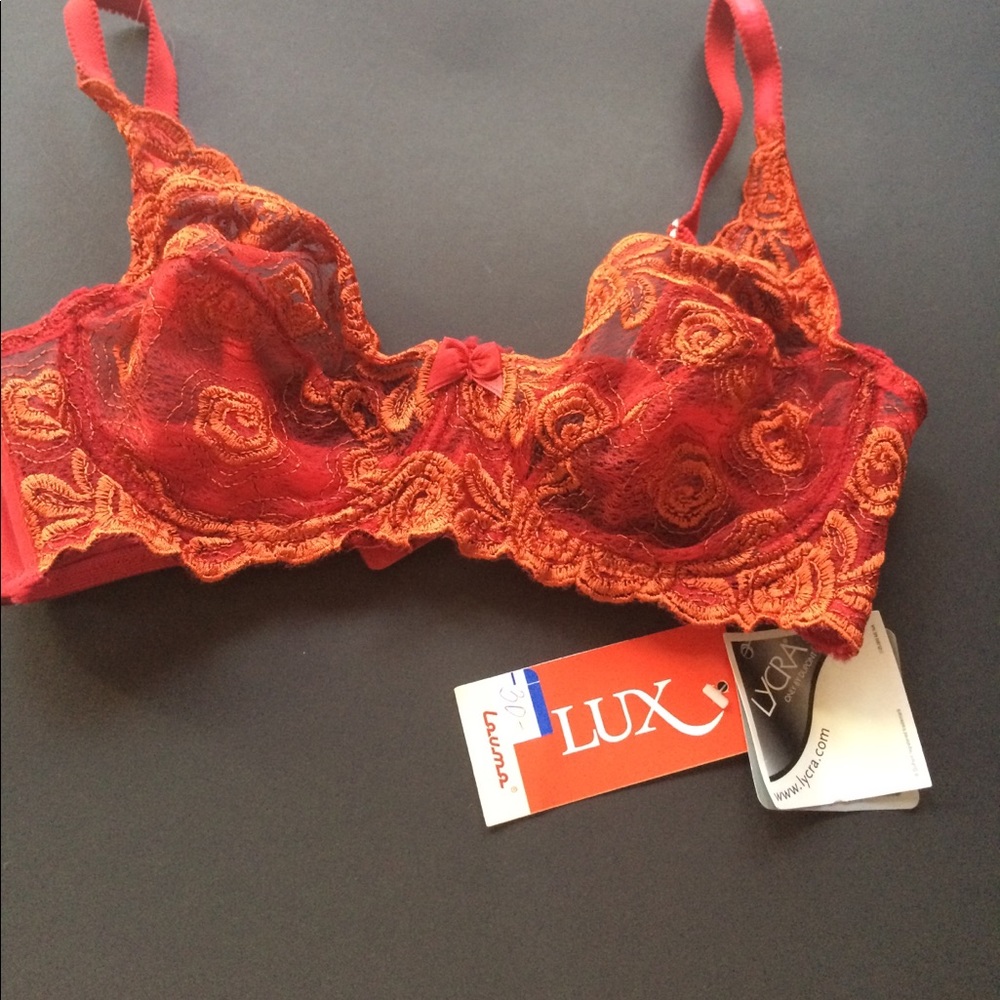 Wire Sheer red bra not padded