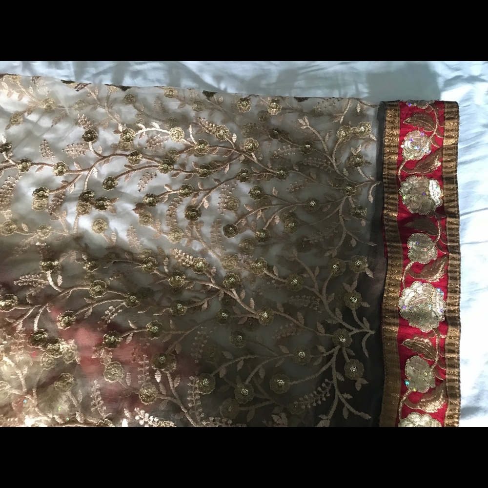 Net saree half and half