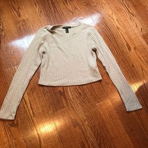 Tan long sleeve crop top