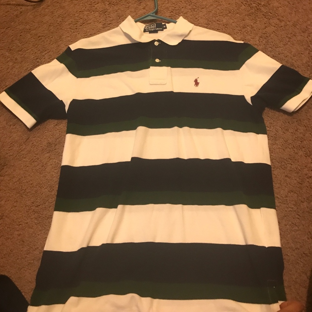 White green and blue polo