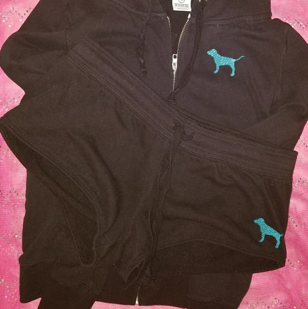 Victoria Secret Bling Shorts & Hoodie Set