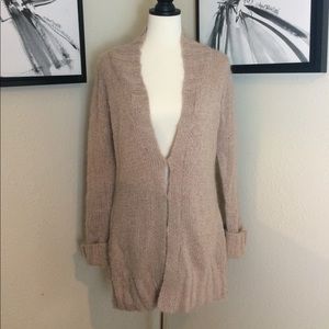 Free People Tan Mohair/Acrylic Button-Up Sweater