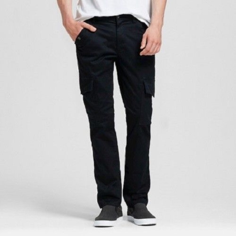 NWT MOSSIMO MEN'S CARGO PANTS STRETCH BLACK PANTS