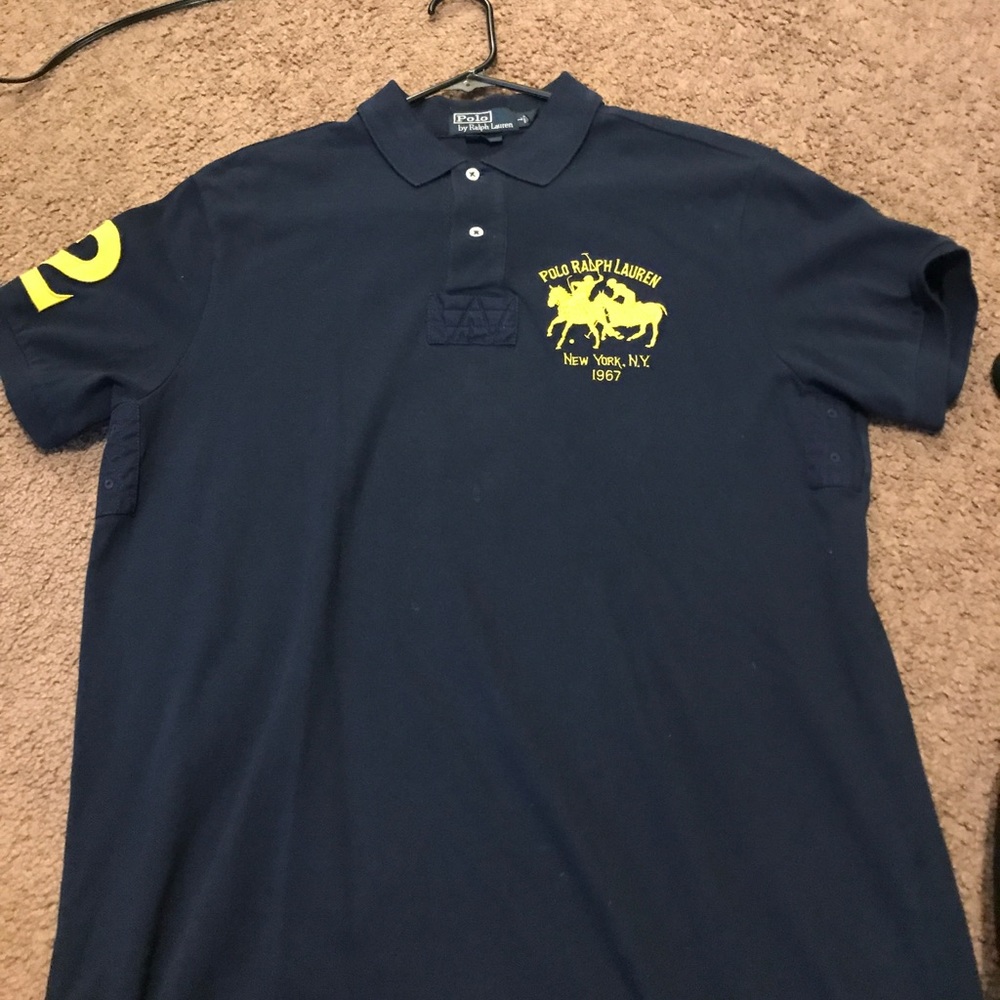 Navy blue and yellow polo