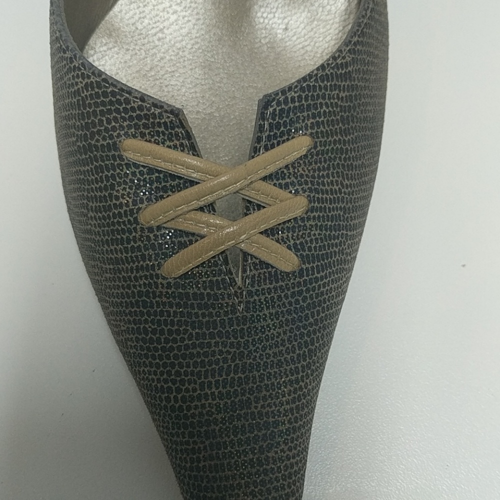 Melian Brown Snake Print Italian Metallic Pumps - Picture 2 of 8