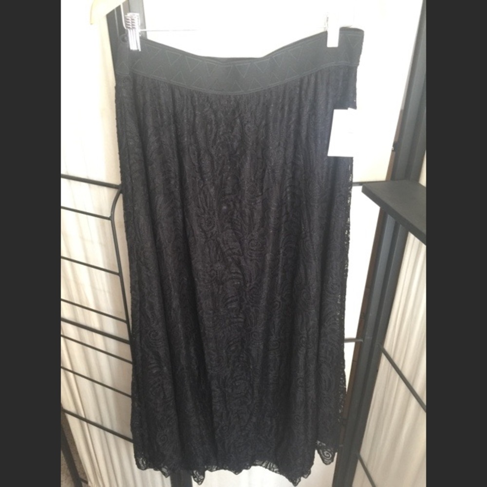 XL Solid Black Lace LuLaRoe Lucy Maxi Skirt