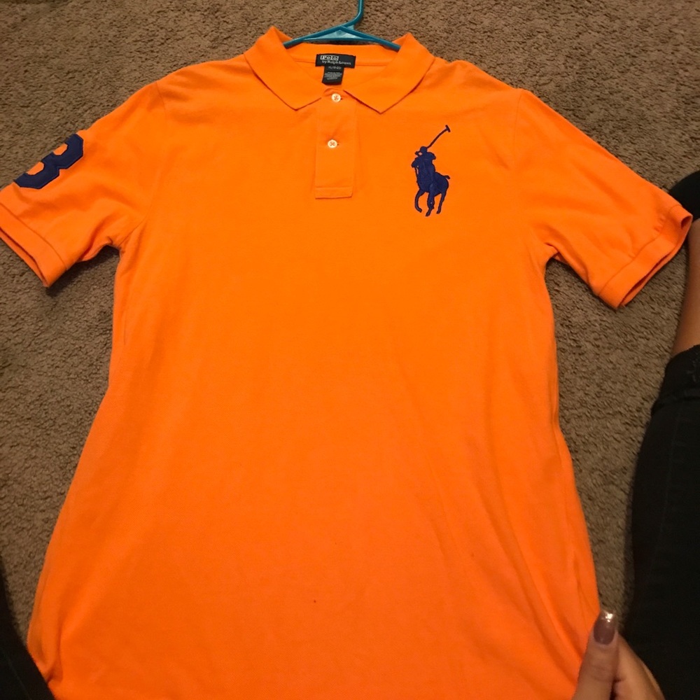 Orange and blue polo