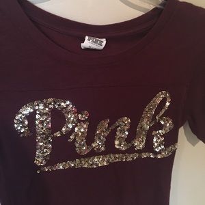 PINK maroon/gold sparkles shirt NEVER WORN