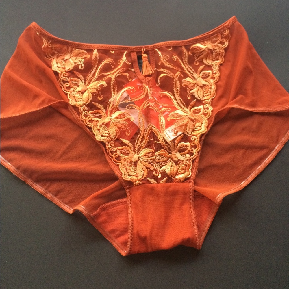 Sheer orange boy shorts panties