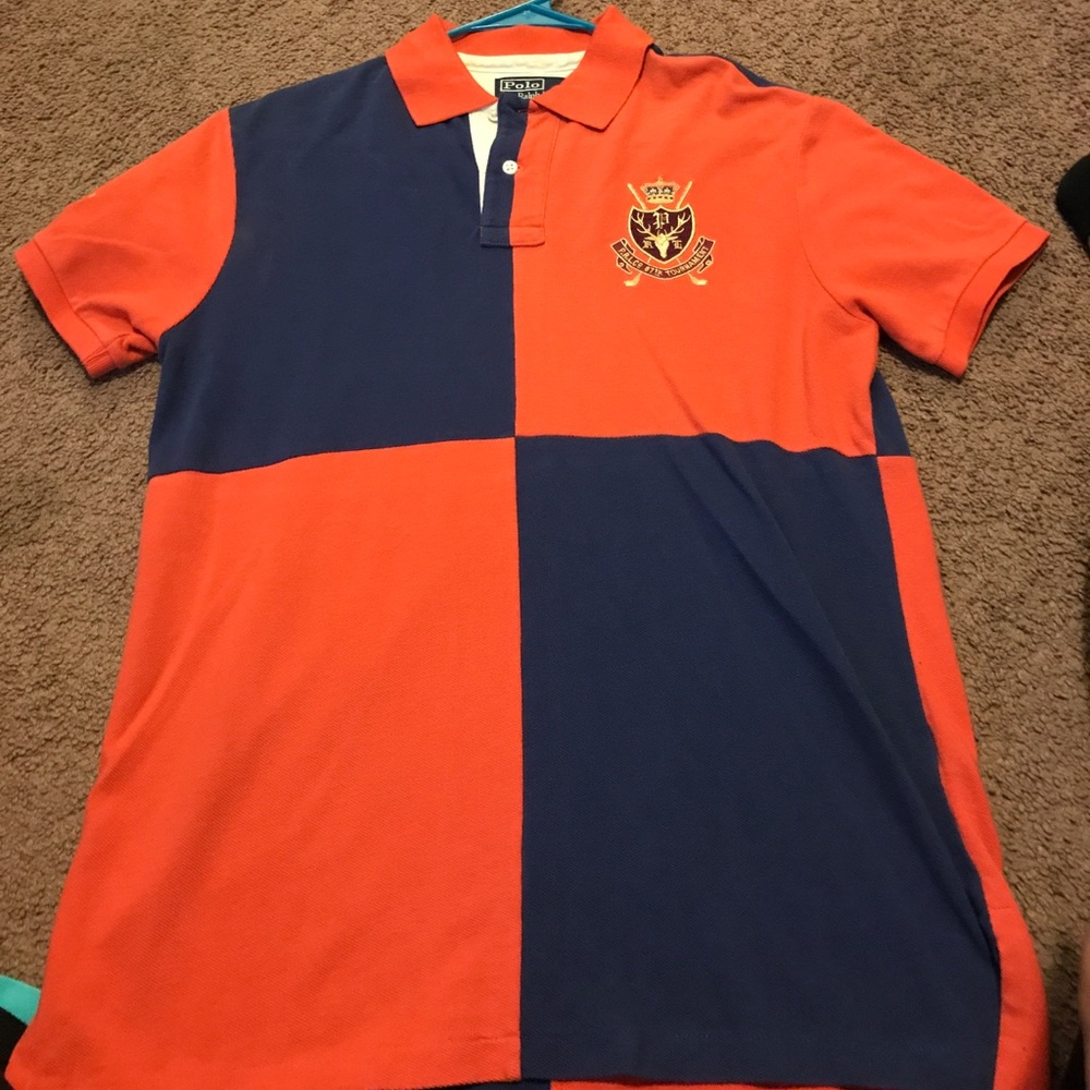 Orange and blue polo