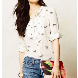 Anthropologie zebra print blouse