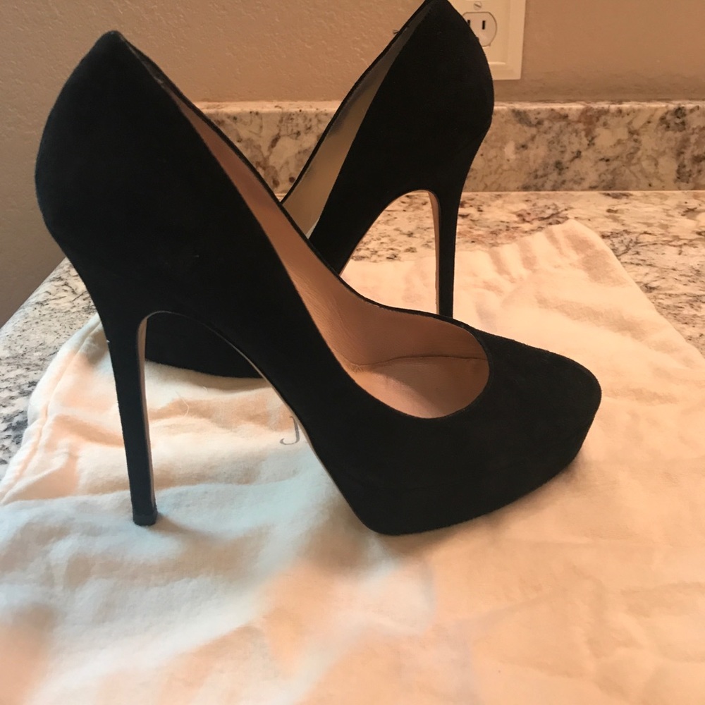Jimmy Choo Black Cosmic Suede Platform Heels