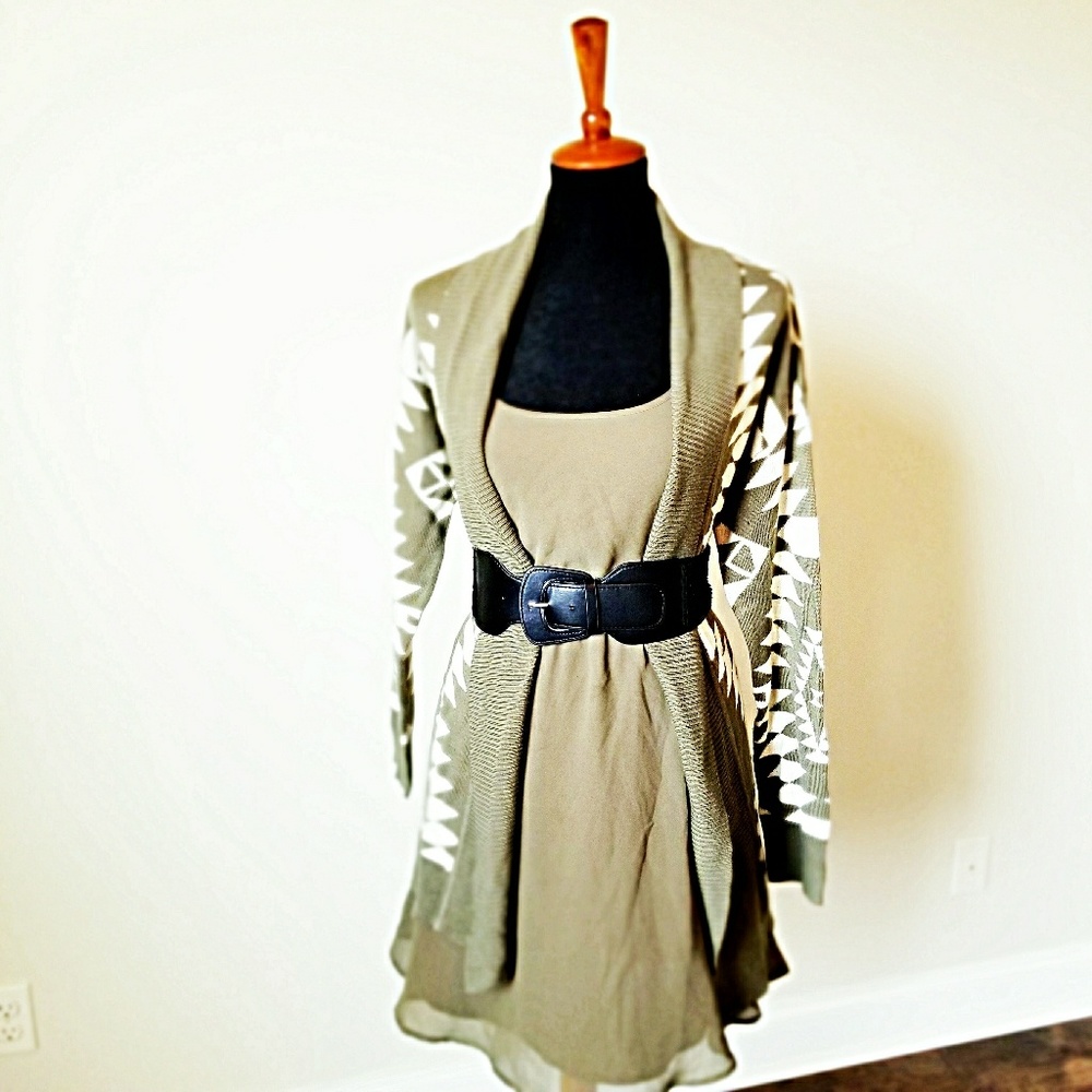 Cozy Army Green tribal cardigan by XTaren