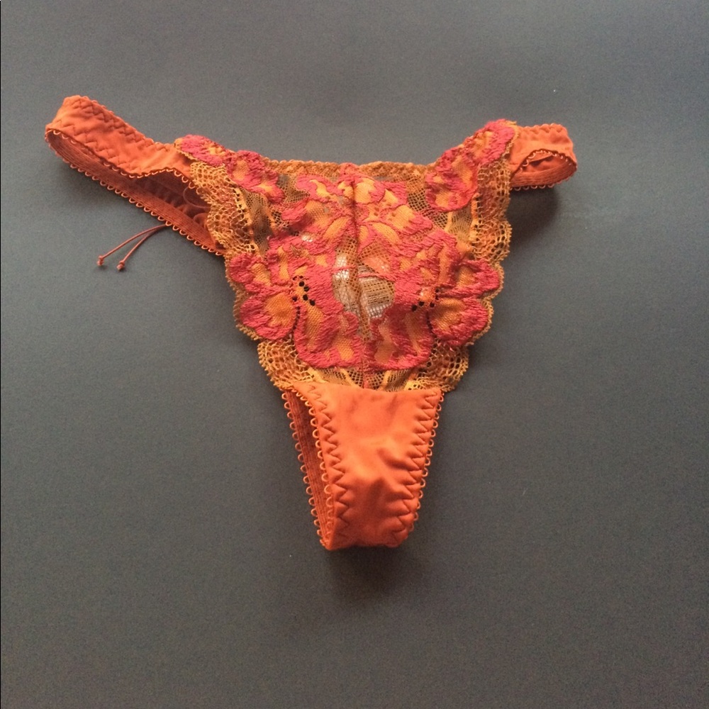 Orange lace sexy thong