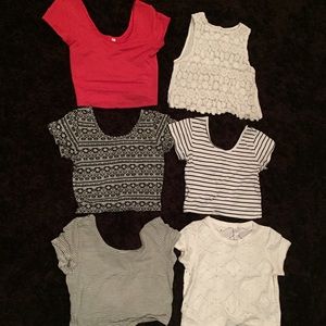 6 cropped tops, gently used. Fits like a small