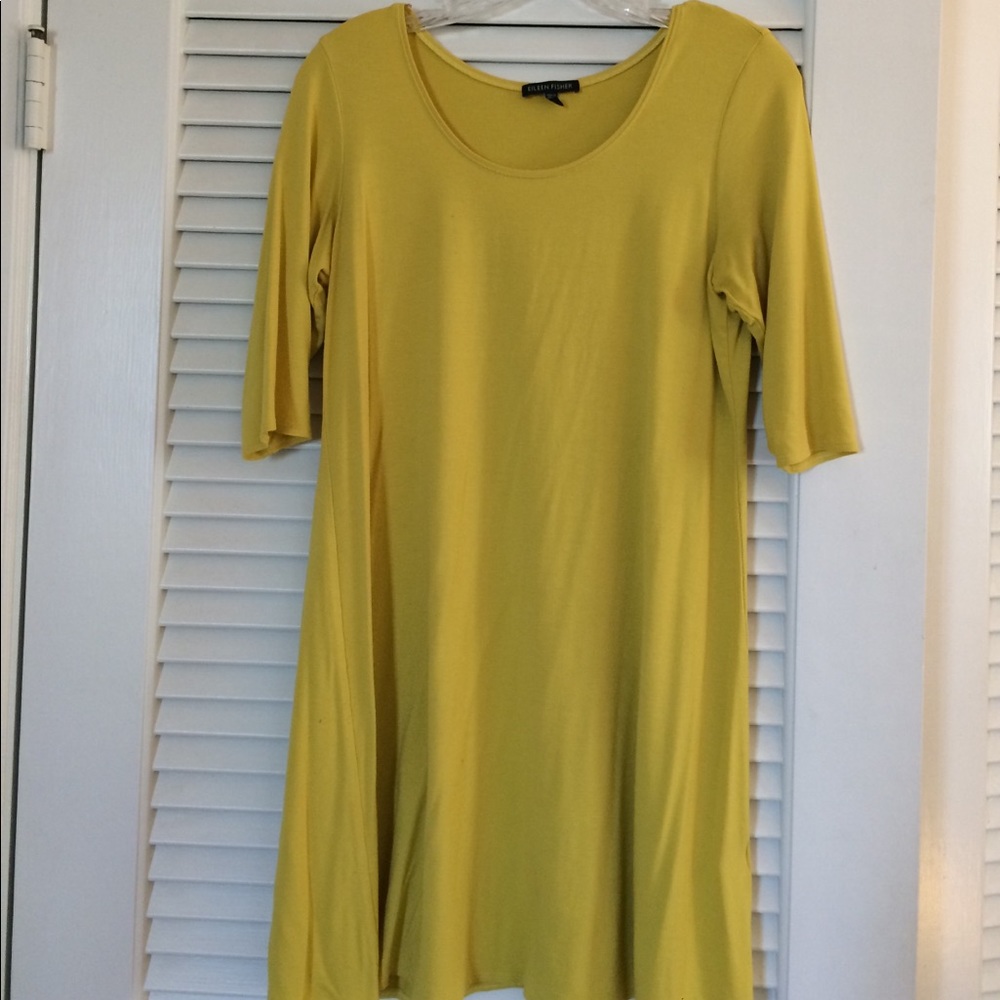 Yellow chartreuse Eileen Fisher dress.  Size M