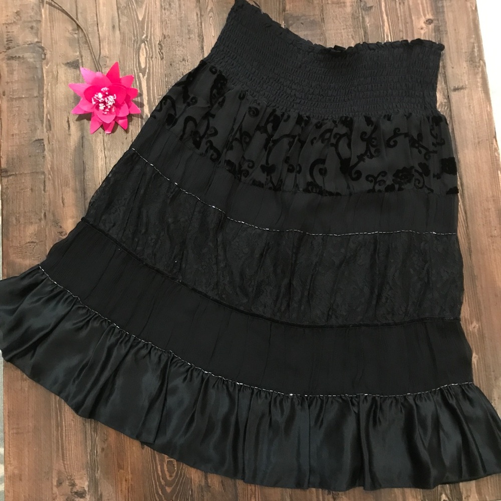 Express black silk skirt