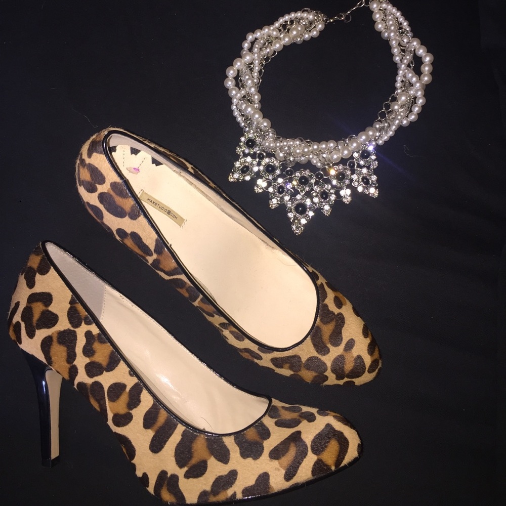 MaxStudio Leopard Faux Fur heels only