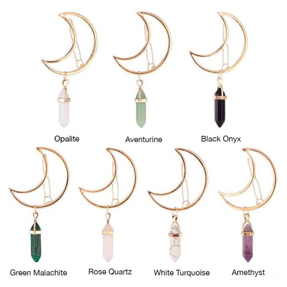 Boho moon mood healing crystal hair pin clip - Picture 8 of 8