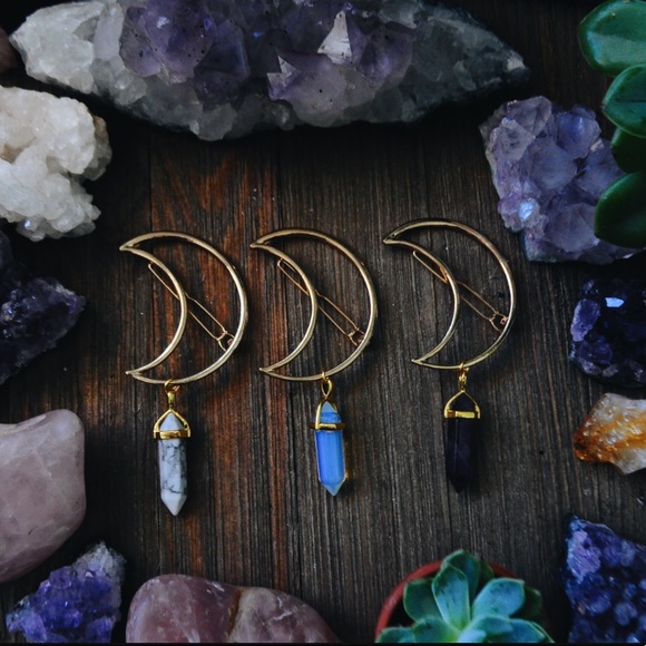 Boho moon mood healing crystal hair pin clip - Picture 4 of 8
