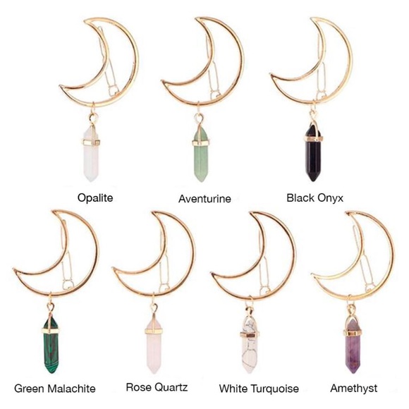 Boho moon mood healing crystal hair pin clip - Picture 8 of 8