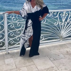 Black & White Tye Die Wrap Dress