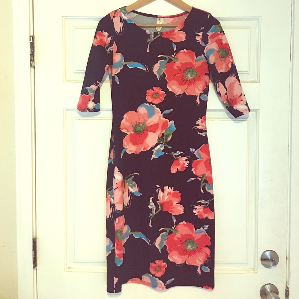 Floral Print Fitted Dress