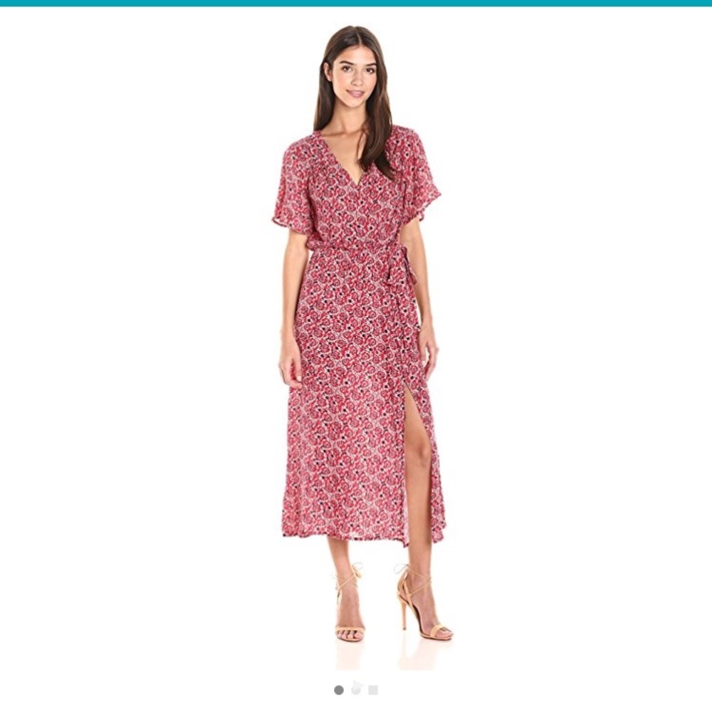 Minkpink tie midi print dress in size Medium