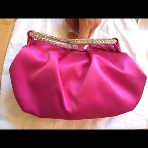 Kate Spade Pink Amanda Satin Bag Crystal Rings