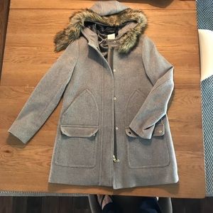 J.crew wool coat with fur lined hood
