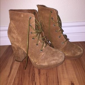 Camel faux suede booties