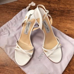 Jimmy Choo - Jasmine White Kid Leather Sandals Jimmy Choo - Jasmine White Kid Leather Sandals