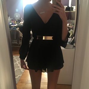 Black romper with gold belt