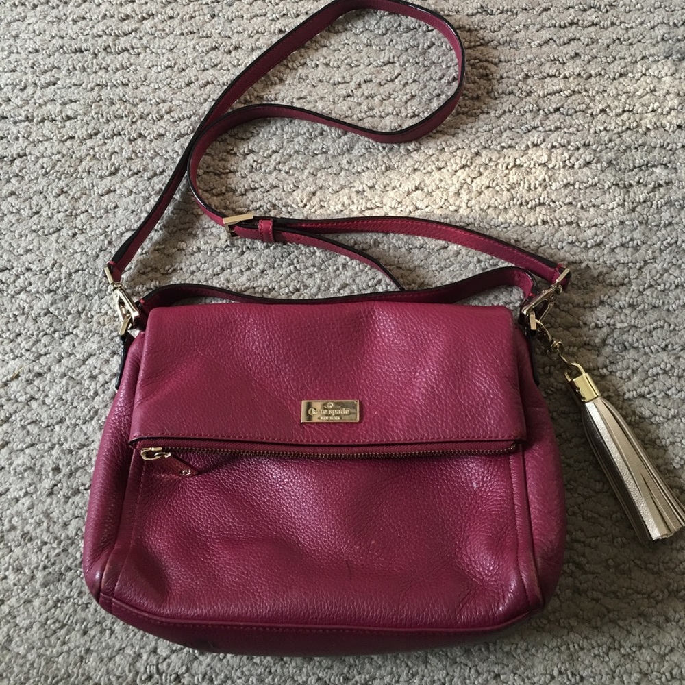 Kate Spade Fushia/Burgandy Leather Crossbody
