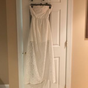 White Strapless Lace Dress