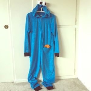 Cookie Monster Adult Onesie Pajama Costume
