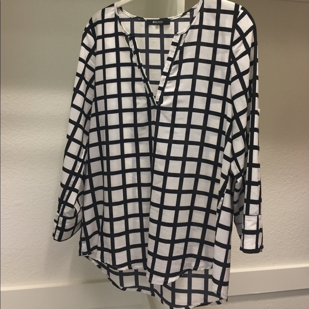 Windowpane plaid blouse