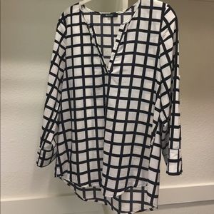 Windowpane plaid blouse