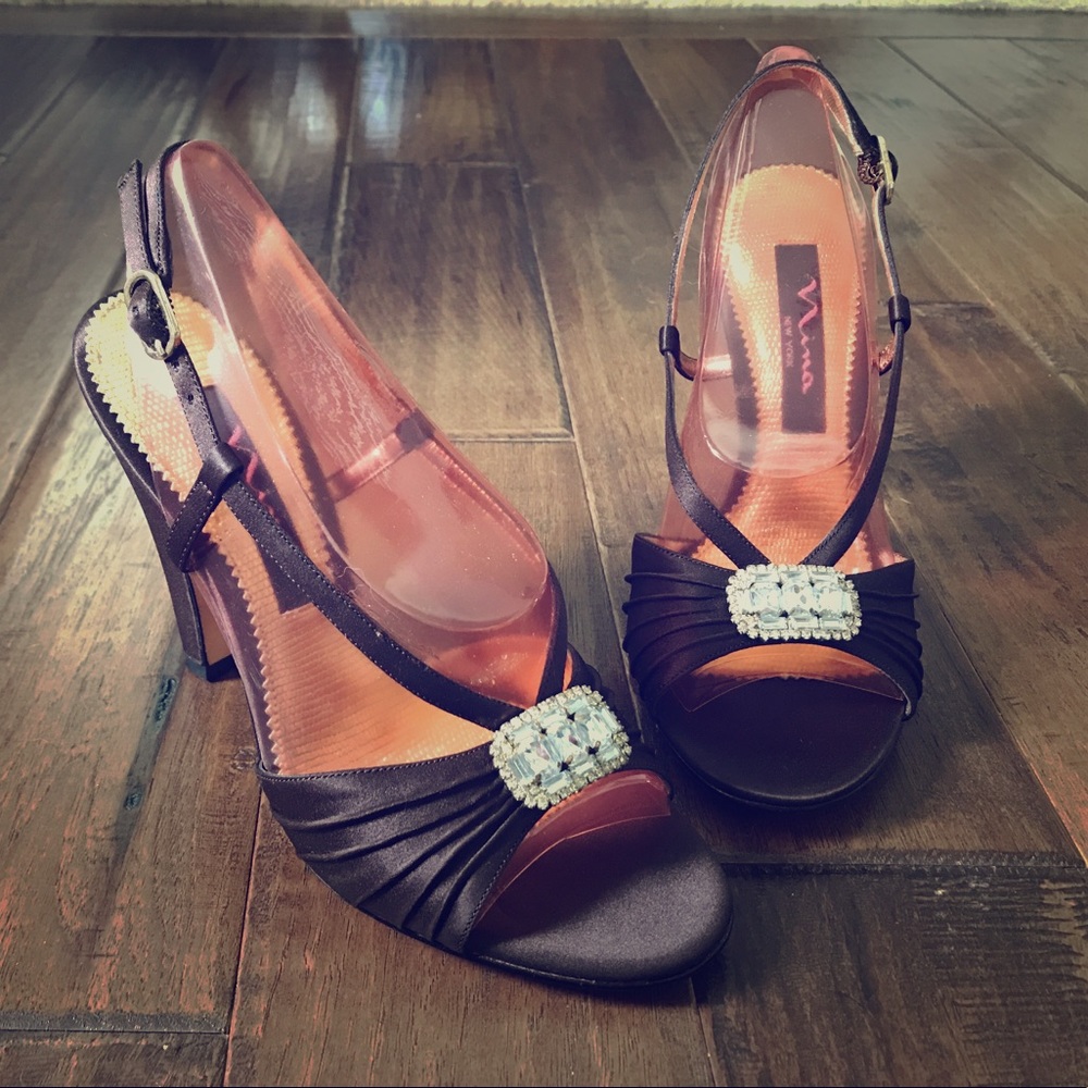 Brown Satin Nina formal shoes