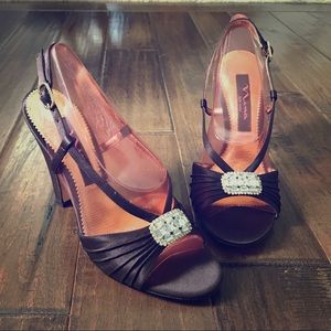 Brown Satin Nina formal shoes
