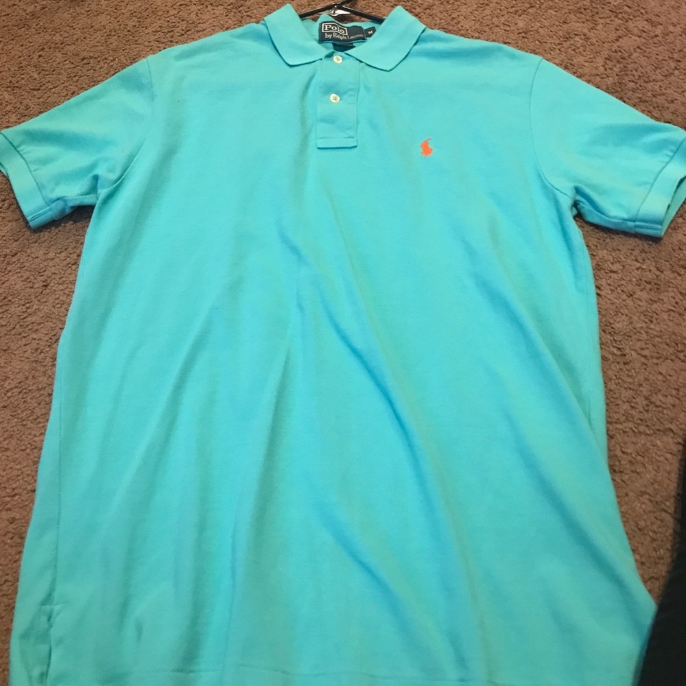 Turquoise and orange polo