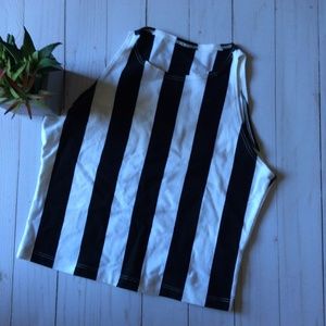 Black & White striped American Apparel crop top