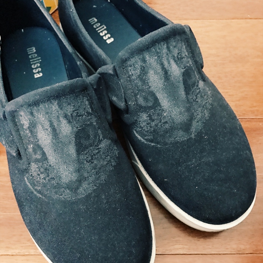 *SOLD*Melissa Cat Print and Ear navy Slip On shoes