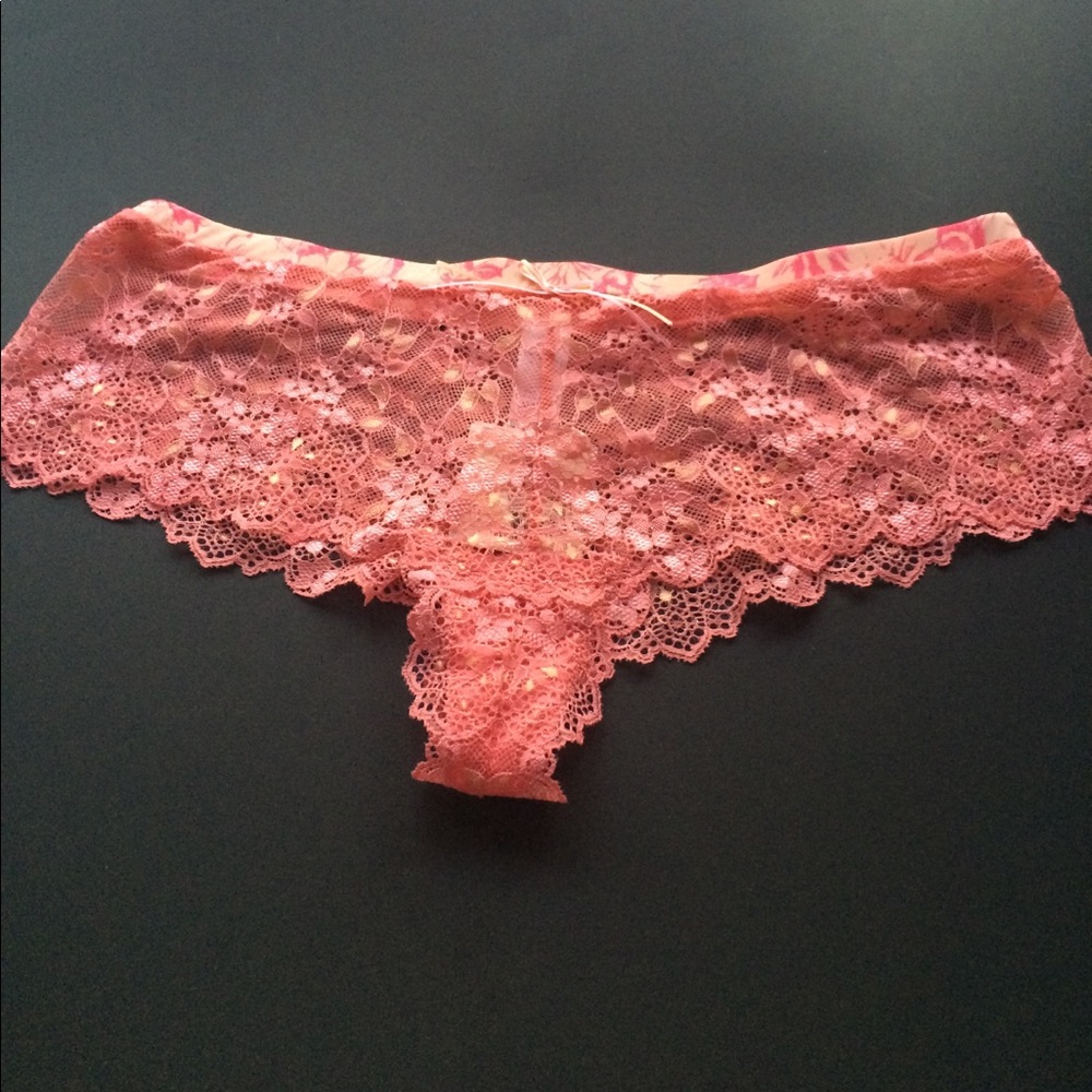 Lace sheer pink panties made in Europe
