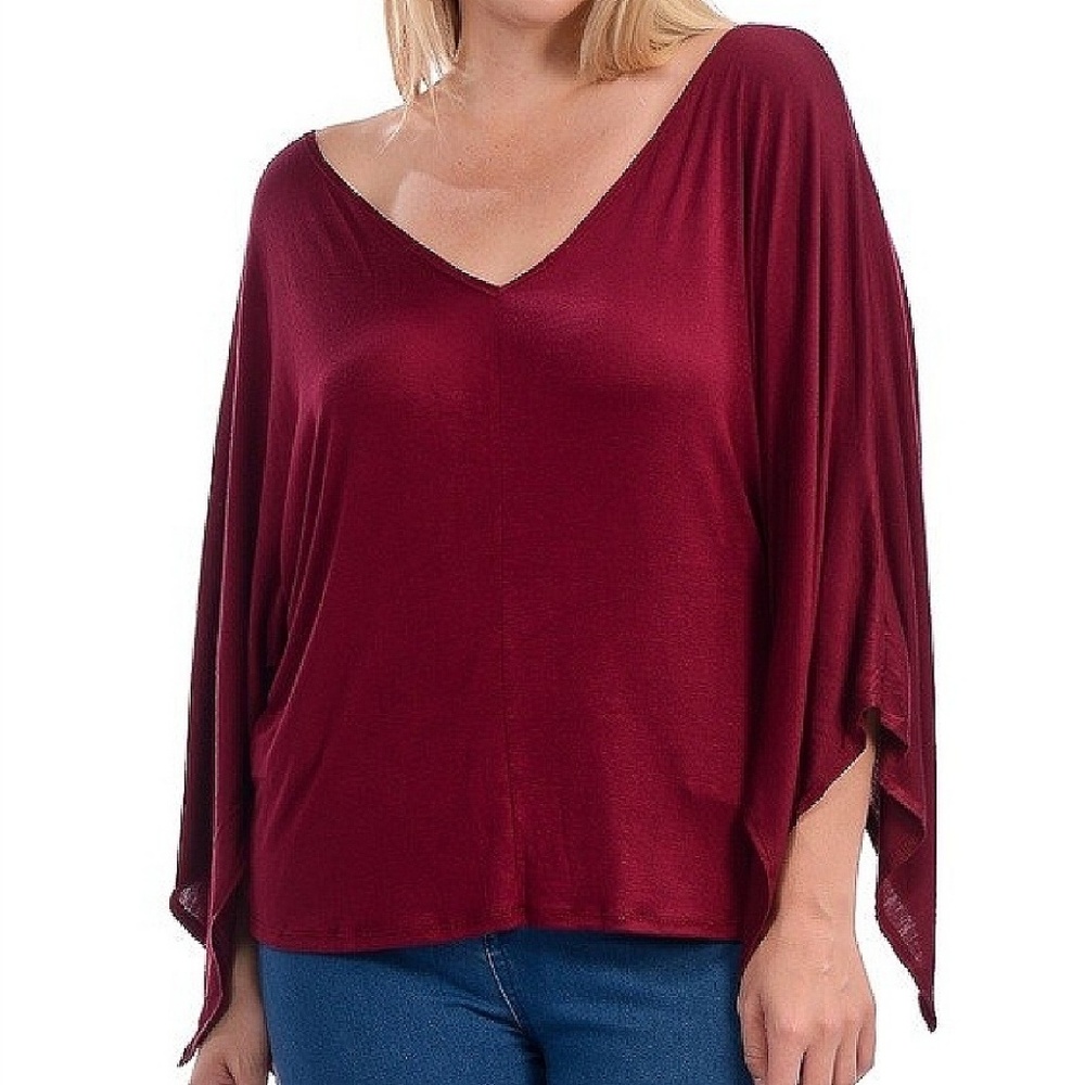 Bellino Plus Asymetrical Burgundy Top