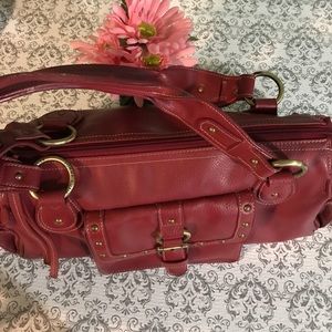 Tommy Hilfiger maroon leather handbag