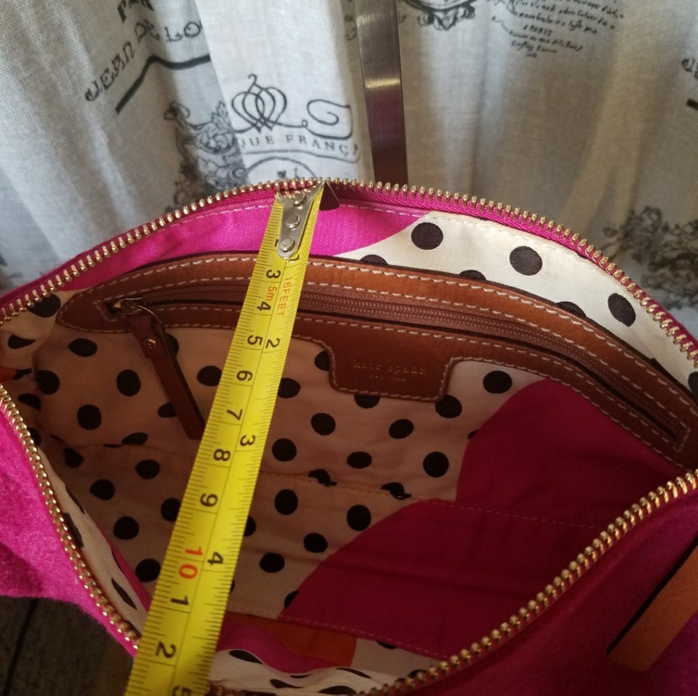 S-O-L-D❤       KATE SPADE PINK CANVAS SHOULDER BAG - Picture 3 of 4