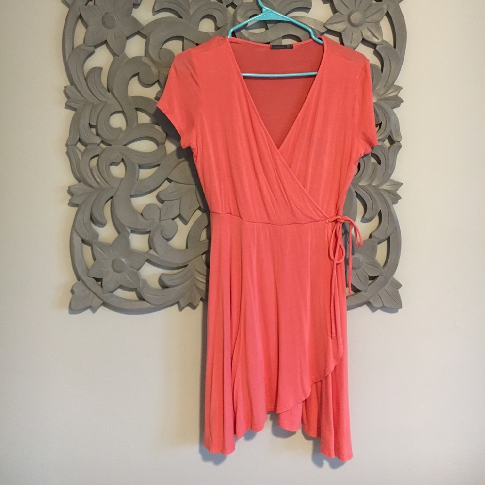 Coral/Pink wrap dress