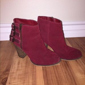 Burgundy Faux suede booties