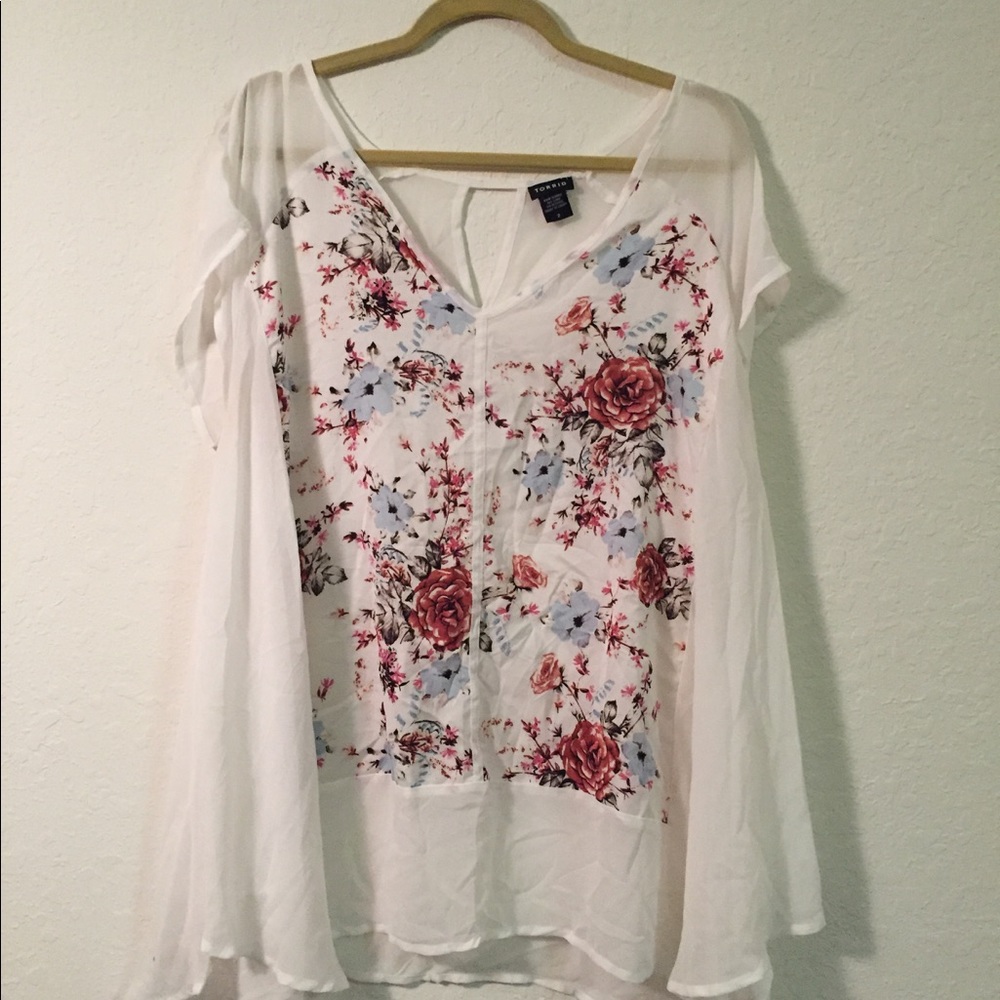 White floral flowing shirt